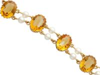 30.12ct Citrine & Pearl, 9ct Yellow Gold Bracelet - Vintage 1967 (4 of 12) 30.12ct Citrine & Pearl, 9ct Yellow Gold Bracelet - Vintage 1967 (4 of 12)