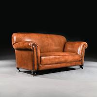Late Victorian Leather Upholstered Drop-Arm Sofa (4 of 9) Late Victorian Leather Upholstered Drop-Arm Sofa (4 of 9)