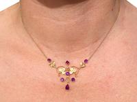 1.45ct Amethyst & Seed Pearl, 15ct Yellow Gold Necklace - Antique c.1880 (8 of 9) 1.45ct Amethyst & Seed Pearl, 15ct Yellow Gold Necklace - Antique c.1880 (8 of 9)