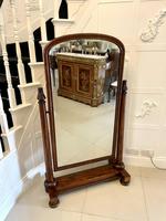 Antique Victorian Quality Figured Mahogany Free Standing Cheval Mirror