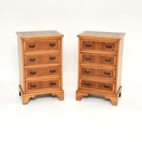 Pair of Antique Georgian Style Yew Wood Bedside Chests (1 of 9)