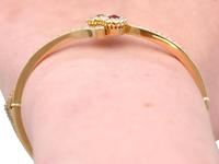 0.45ct Ruby & Sapphire, 1.50ct Diamond, 14ct Yellow Gold Bangle - Antique c.1890 (12 of 12) 0.45ct Ruby & Sapphire, 1.50ct Diamond, 14ct Yellow Gold Bangle - Antique c.1890 (12 of 12)