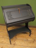 Antique Art Nouveau Black Writing Bureau Desk with Carvings, Lockable, Gothic (16 of 23) Antique Art Nouveau Black Writing Bureau Desk with Carvings, Lockable, Gothic (16 of 23)
