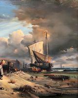 Beautiful Original Coastal Oil on Panel Painting with Fishing Boats & 2 Children (5 of 10) Beautiful Original Coastal Oil on Panel Painting with Fishing Boats & 2 Children (5 of 10)