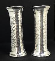 Pair of Arts and Crafts Planished Silver Plated Vases. By Lee and Wigfall. (3 of 7) Pair of Arts and Crafts Planished Silver Plated Vases. By Lee and Wigfall. (3 of 7)
