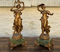 Elegant Tall 19th Century French Gilt Metal & Onyx Garniture Mantel Statue Clock Set (3 of 13) Elegant Tall 19th Century French Gilt Metal & Onyx Garniture Mantel Statue Clock Set (3 of 13)