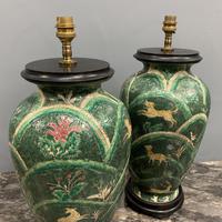 Pair of Bulbous Oriental Ceramic Lamps (4 of 7) Pair of Bulbous Oriental Ceramic Lamps (4 of 7)