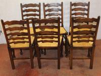 1900's Set of 6 Oak Ladder Back Dining Chairs. Rush Seats (3 of 4) 1900's Set of 6 Oak Ladder Back Dining Chairs. Rush Seats (3 of 4)