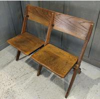 Vintage Oak Collapsible Pew Chairs c.1910 (2 of 5)