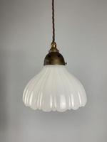 Moonstone Pendant Ceiling Light; Original Shade & Gallery; Rewired. (8 of 9) Moonstone Pendant Ceiling Light; Original Shade & Gallery; Rewired. (8 of 9)