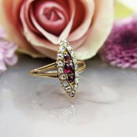 Antique Victorian 18ct Gold, Ruby & Diamond Navette Ring (6 of 9) Antique Victorian 18ct Gold, Ruby & Diamond Navette Ring (6 of 9)