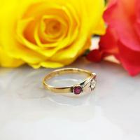 Antique Victorian 22ct 9ct Gold Old Mine Cut Diamond & Ruby Trilogy Ring | Three Stone Ring (8 of 10) Antique Victorian 22ct 9ct Gold Old Mine Cut Diamond & Ruby Trilogy Ring | Three Stone Ring (8 of 10)