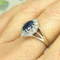 Vintage 18ct white gold sapphire diamond cluster ring ~ 1.55ct sapphire (7 of 10) Vintage 18ct white gold sapphire diamond cluster ring ~ 1.55ct sapphire (7 of 10)