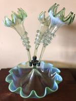Large Victorian Epergne - Green Glass with White Opalescent Rims (2 of 15) Large Victorian Epergne - Green Glass with White Opalescent Rims (2 of 15)