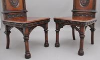 Near Pair of 19th Century Carved Oak Gothic Hall Chairs (9 of 12) Near Pair of 19th Century Carved Oak Gothic Hall Chairs (9 of 12)