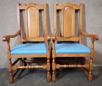 Pair of Oak Reproduction High Back Armchairs (10 of 11) Pair of Oak Reproduction High Back Armchairs (10 of 11)