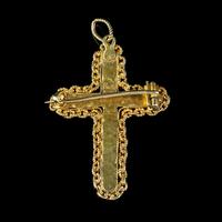 Antique Victorian Turquoise Cannetille Cross Pendant Brooch 18ct Gold c.1860 (5 of 5) Antique Victorian Turquoise Cannetille Cross Pendant Brooch 18ct Gold c.1860 (5 of 5)