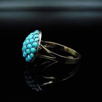 Antique Pavé Turquoise Bombé Cluster 9ct Gold & Silver Ring (4 of 8) Antique Pavé Turquoise Bombé Cluster 9ct Gold & Silver Ring (4 of 8)