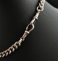 Antique Silver Double Albert Chain, Enamelled Silver Fob, Watch Chain (7 of 13) Antique Silver Double Albert Chain, Enamelled Silver Fob, Watch Chain (7 of 13)