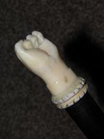 Antique Ebony Walking Stick with Hand Carved Fist Top & Nickel Collar - 91cm (9 of 12) Antique Ebony Walking Stick with Hand Carved Fist Top & Nickel Collar - 91cm (9 of 12)