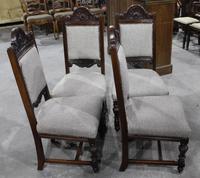 1920s Set of 4 Dark Walnut Highback Chairs in Grey (3 of 4) 1920s Set of 4 Dark Walnut Highback Chairs in Grey (3 of 4)