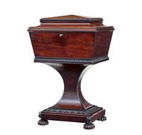 19th Century Carved Mahogany Teapoy Stamped Gillows