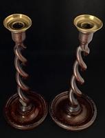 Pair of Late Victorian Oak Open Twist Candlesticks (2 of 3) Pair of Late Victorian Oak Open Twist Candlesticks (2 of 3)