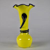 Bohemian Czech Tango Yellow & Cobalt Blue Coil Blown Glass Vase (2 of 6) Bohemian Czech Tango Yellow & Cobalt Blue Coil Blown Glass Vase (2 of 6)