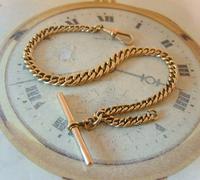 Antique Pocket Watch Chain 1890 Victorian 12ct Rose Rolled Gold Albert & T Bar (2 of 10) Antique Pocket Watch Chain 1890 Victorian 12ct Rose Rolled Gold Albert & T Bar (2 of 10)