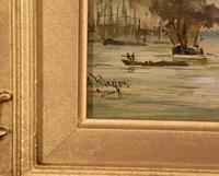 Oil Painting by Adolphe Ragon “on the Thames near Woolwich” (5 of 5) Oil Painting by Adolphe Ragon “on the Thames near Woolwich” (5 of 5)
