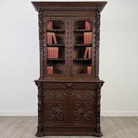 Antique 19th Century Renaissance Revival Bookcase In Oak