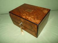 Inlaid Figured Walnut Jewellery Box With Plush Interior c.1875 (9 of 10) Inlaid Figured Walnut Jewellery Box With Plush Interior c.1875 (9 of 10)