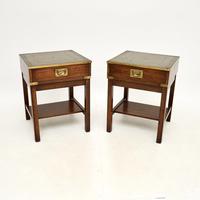 Pair of Military Campaign Style Mahogany Side Tables