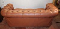 1960's Leather Chesterfield 3 Seater Sofa Upholstered Light Tan (3 of 3) 1960's Leather Chesterfield 3 Seater Sofa Upholstered Light Tan (3 of 3)