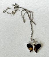 Silver & Tortoiseshell Butterfly Pendant Necklace (1 of 7)