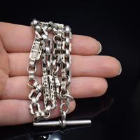 Antique Fancy Link Short Silver Albert Watch Chain with Dog Clip and T-Bar (2 of 8) Antique Fancy Link Short Silver Albert Watch Chain with Dog Clip and T-Bar (2 of 8)