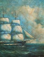 Original Seascape Oil Painting of 18th Century Tall-Masted Ship on the High Seas (4 of 12) Original Seascape Oil Painting of 18th Century Tall-Masted Ship on the High Seas (4 of 12)