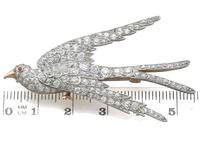 3.34ct Diamond, Ruby & 18ct Yellow Gold Swallow Brooch - Antique c.1910 (8 of 9) 3.34ct Diamond, Ruby & 18ct Yellow Gold Swallow Brooch - Antique c.1910 (8 of 9)