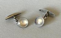 Pair of Late Victorian Silver & Moonstone Cufflinks