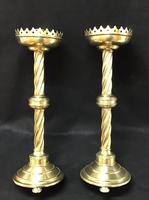 Pair of Wonderful Large Brass Gothic Revival Altar Candlesticks (6 of 7) Pair of Wonderful Large Brass Gothic Revival Altar Candlesticks (6 of 7)