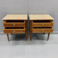 Pair of French Tulipwood Bedside Chests with Marble (9 of 10) Pair of French Tulipwood Bedside Chests with Marble (9 of 10)