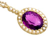 6.56 ct Amethyst and Pearl, 15 ct Yellow Gold Pendant - Antique Circa 1890 (10 of 12) 6.56 ct Amethyst and Pearl, 15 ct Yellow Gold Pendant - Antique Circa 1890 (10 of 12)