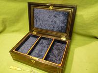 Inlaid Unisex Rosewood Jewellery Box + Tray. c1835 (10 of 12) Inlaid Unisex Rosewood Jewellery Box + Tray. c1835 (10 of 12)