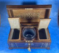 Regency Rosewood Brass Foliate Inlaid Tea Caddy (13 of 15) Regency Rosewood Brass Foliate Inlaid Tea Caddy (13 of 15)