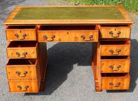 1960s Yew Wood Pedestal Desk with Green Leather (2 of 4) 1960s Yew Wood Pedestal Desk with Green Leather (2 of 4)