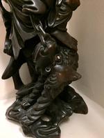 Large Chinese Carved Hardwood Figure of Immortal with Foo Dog (5 of 8) Large Chinese Carved Hardwood Figure of Immortal with Foo Dog (5 of 8)