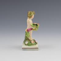 Early Staffordshire Pearlware Figure of Putto with Basket c.1800 (5 of 9) Early Staffordshire Pearlware Figure of Putto with Basket c.1800 (5 of 9)