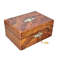 Victorian Burr Walnut & Inlaid Jewellery Box