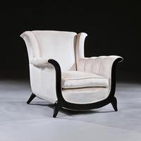 Unusual Pair of French Art Deco Ebonised Armchairs in a Crushed Velvet (8 of 8) Unusual Pair of French Art Deco Ebonised Armchairs in a Crushed Velvet (8 of 8)
