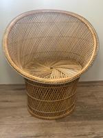 Vintage Boho Mid 20th Century Rounded Peacock Rattan Chair with Cushion (10 of 15) Vintage Boho Mid 20th Century Rounded Peacock Rattan Chair with Cushion (10 of 15)